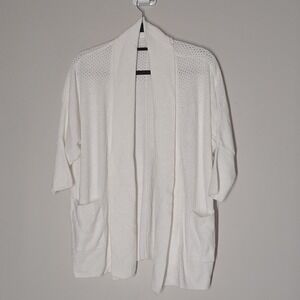 Barefoot Dreams CozyChic Ultra Lite Pointelle Cardigan S/M White w/ Pockets